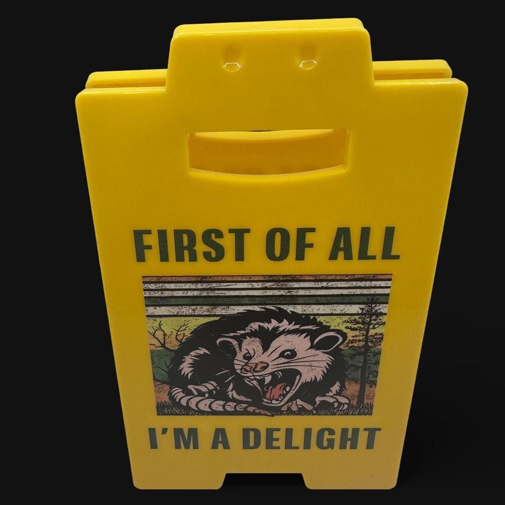 Possum First of All I’m a Delight Mini Caution Sign Desk Decor
